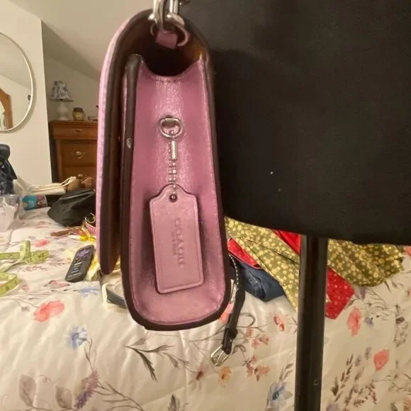 Coach Sequined Flap Clutch Crossbody Lilac Bag/Clutch - Picture 8 of 13